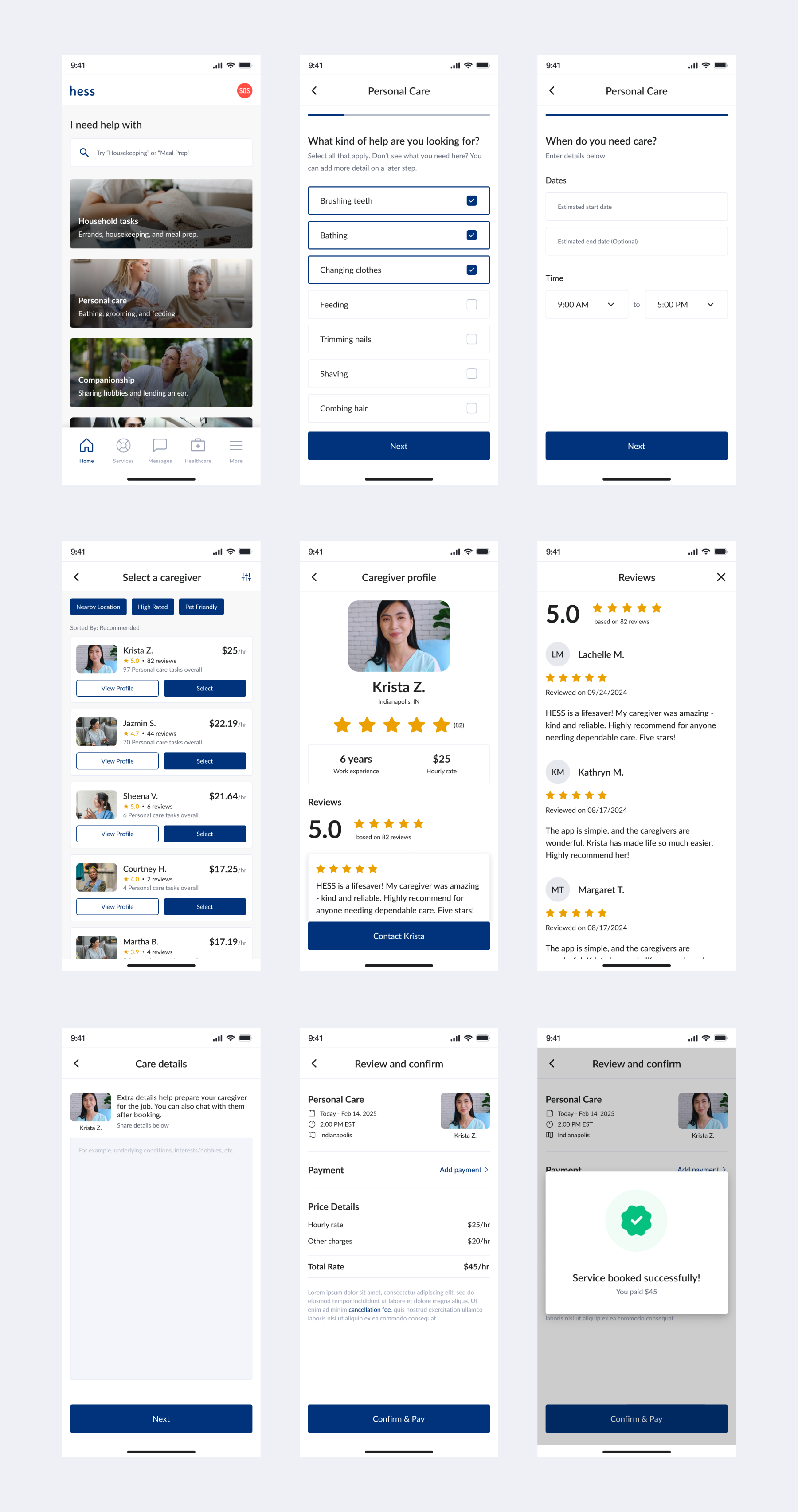 Booking daily care services