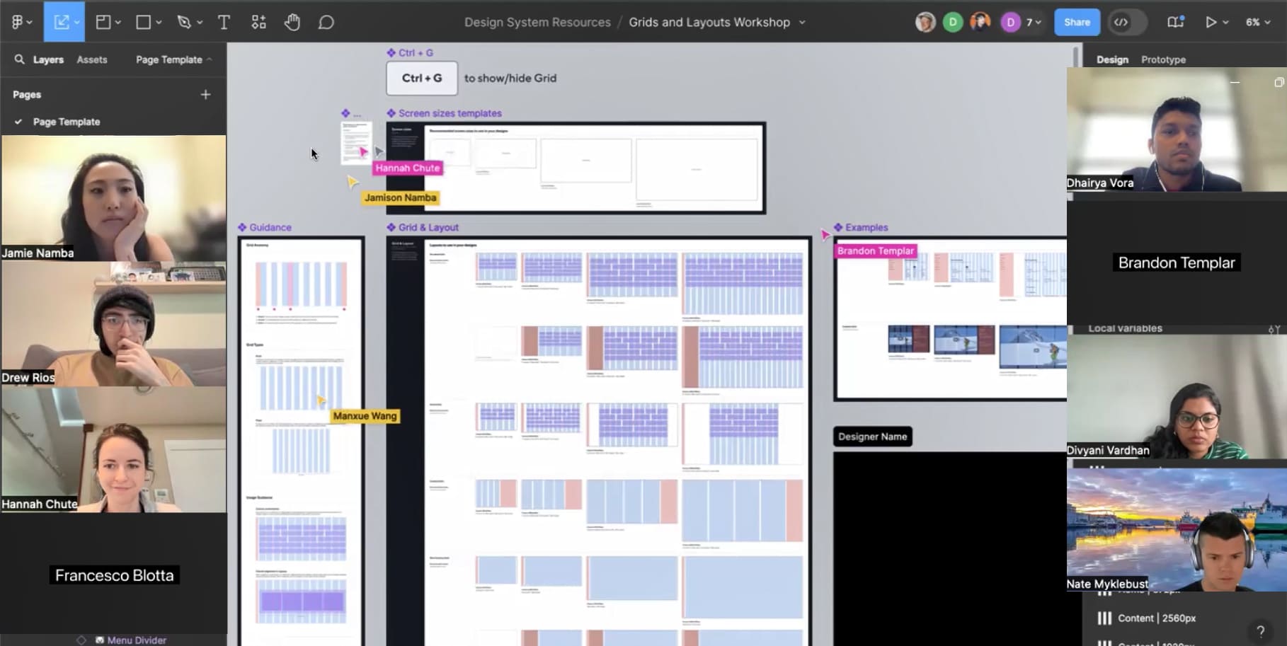 Grid stress-testing workshop with designers across teams